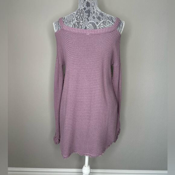 FREE PEOPLE Womens Cold Shoulder Long Sleeve Swing Tunic Sweater Top Size XS - Picture 2 of 6